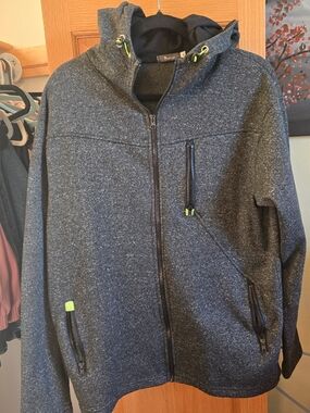 Spop Men's Charcoal Zip-Up Hoodie with Lime Accents